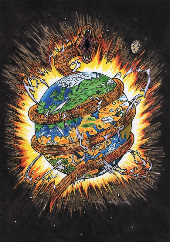 Earth Kundalini Energy Awakening, Year of the Snake, Concept art, Illustration painting